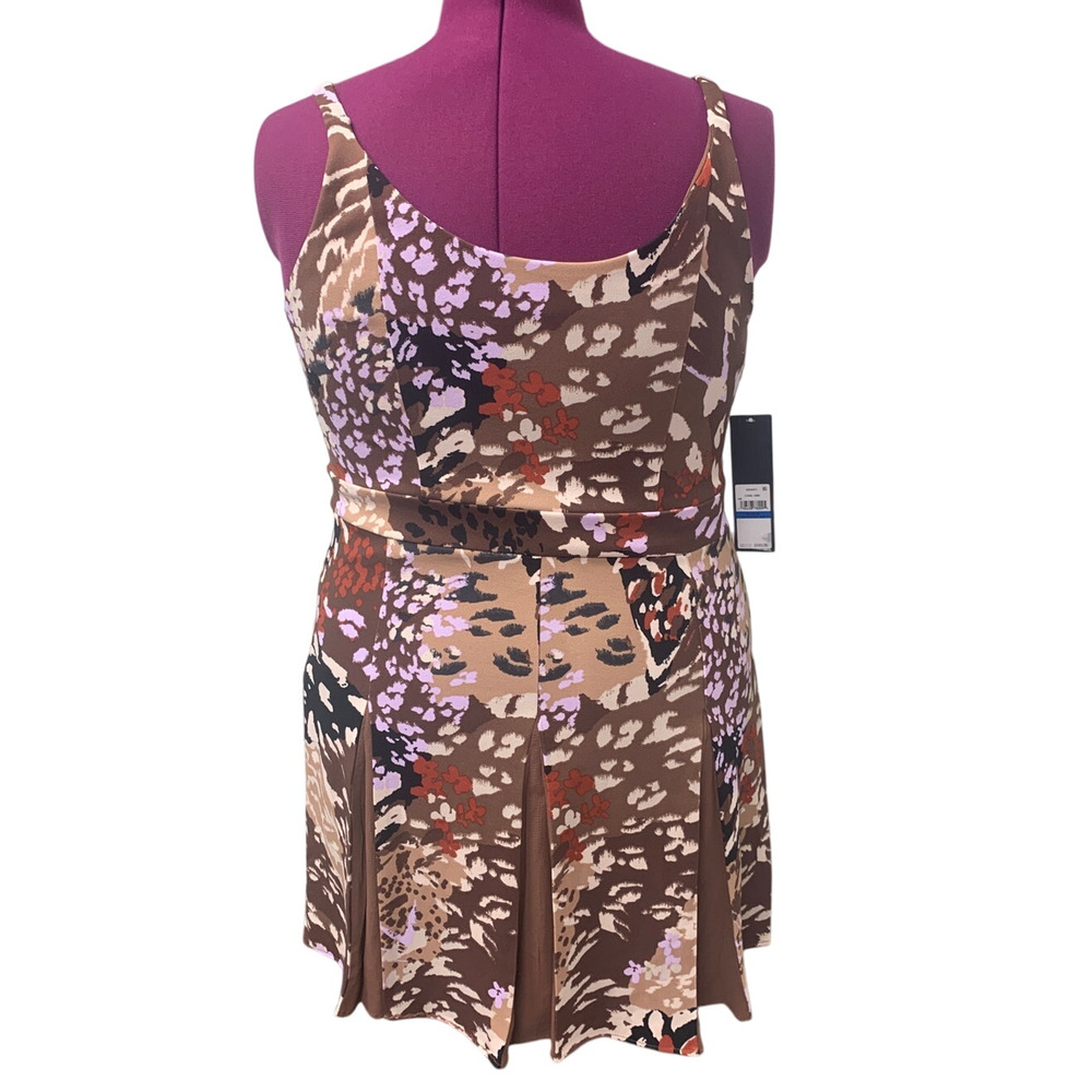 New Rachel Roy Womens Large Strappy Knee Length Floral Camo Fit Flare Dress - Picture 6 of 7